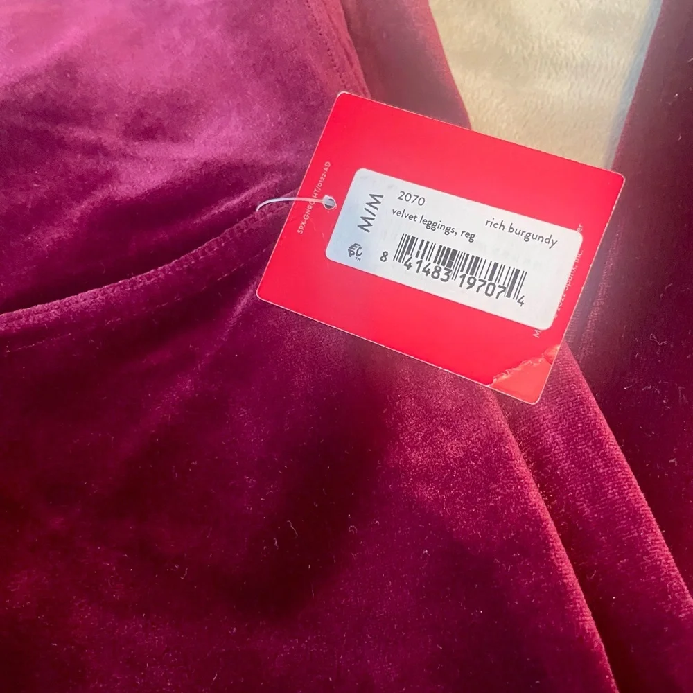 Spanx Velvet Burgundy Leggings - Picture 2 of 3